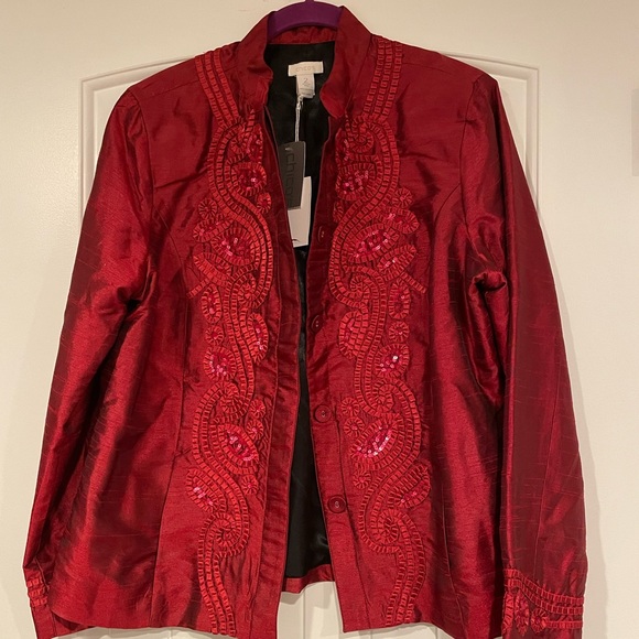 Chico's Jackets & Blazers - NWT Chicos Twirling Tiena Red appliqué Blazer Size: L(size2)